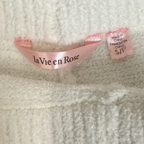 La Vie En Rose Soft White Knit Set Top L Shorts Small - Picture 2 of 8
